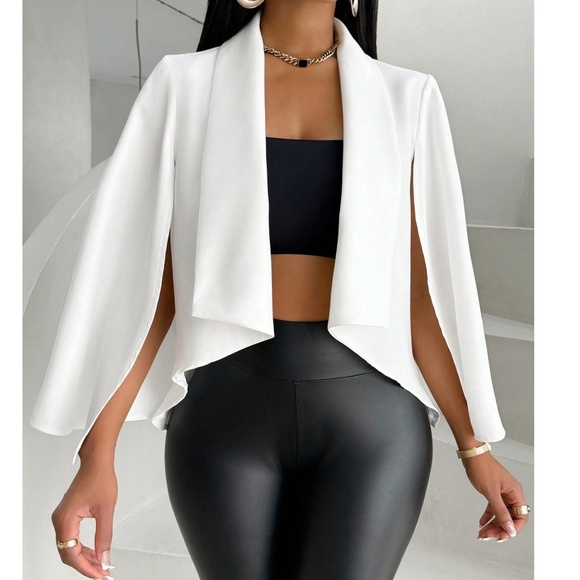 Classic white Cape work office evening Blazer - Picture 4 of 5